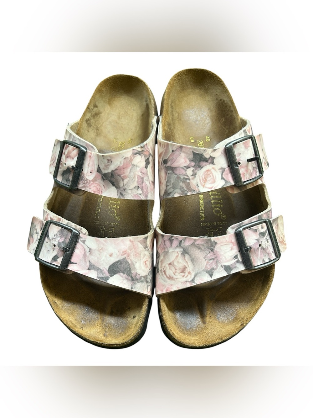 Papillio Brown Suede Double-Buckle Slide Sandals